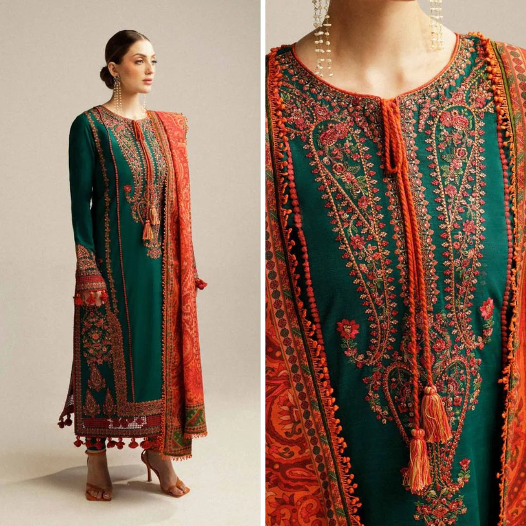 Rehan Rehar 3 Piece Embroidered Dhanak Suit - SI-F-001