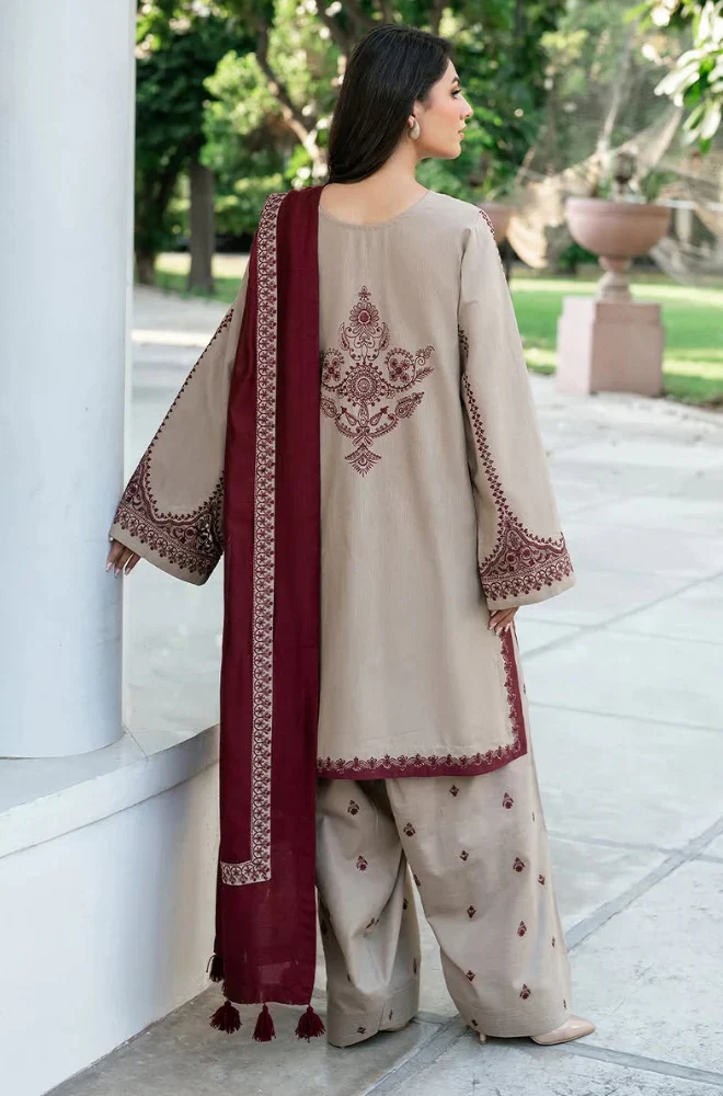 Baroque - 3 Piece Dhanak Embroidered Suit Unstitched - SI-F-006