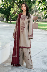 Baroque - 3 Piece Dhanak Embroidered Suit Unstitched - SI-F-006