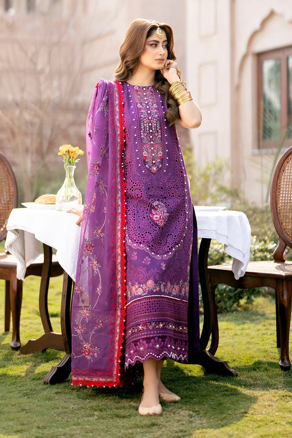 Bin Ilyas Luxury Lawn Embroidered Unstitched 3 Piece - SI-F-27