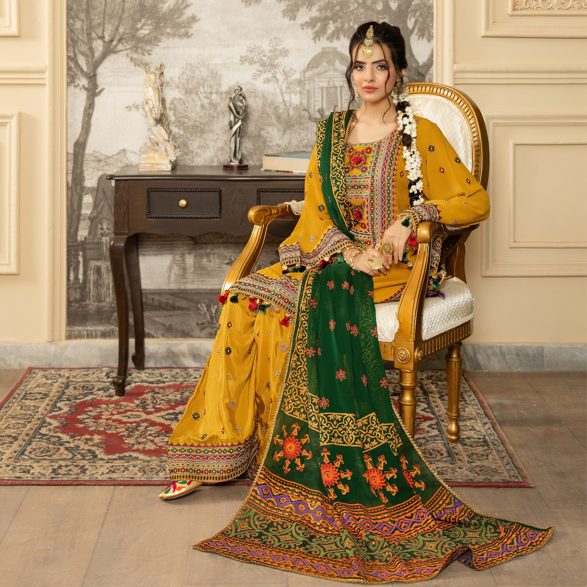 Embroidered Georgette Chiffon Farshi Shalwar Collection by karma Collection - SI-F-008