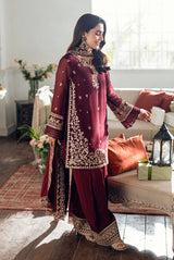 Azure Luxury Chiffon Embroidered 3 Piece Unstitched - Berry Dusk - SI-F-36