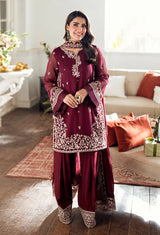 Azure Luxury Chiffon Embroidered 3 Piece Unstitched - Berry Dusk - SI-F-36