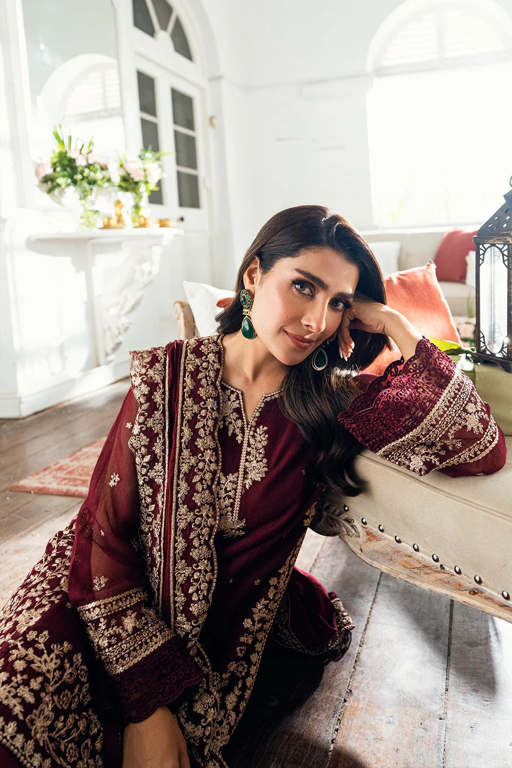 Azure Luxury Chiffon Embroidered 3 Piece Unstitched - Berry Dusk - SI-F-36