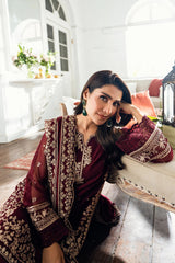 Azure Luxury Chiffon Embroidered 3 Piece Unstitched - Berry Dusk - SI-F-36