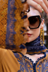 3 Piece Unstitched Embroidered Twill Linen Suit - SI-F-48