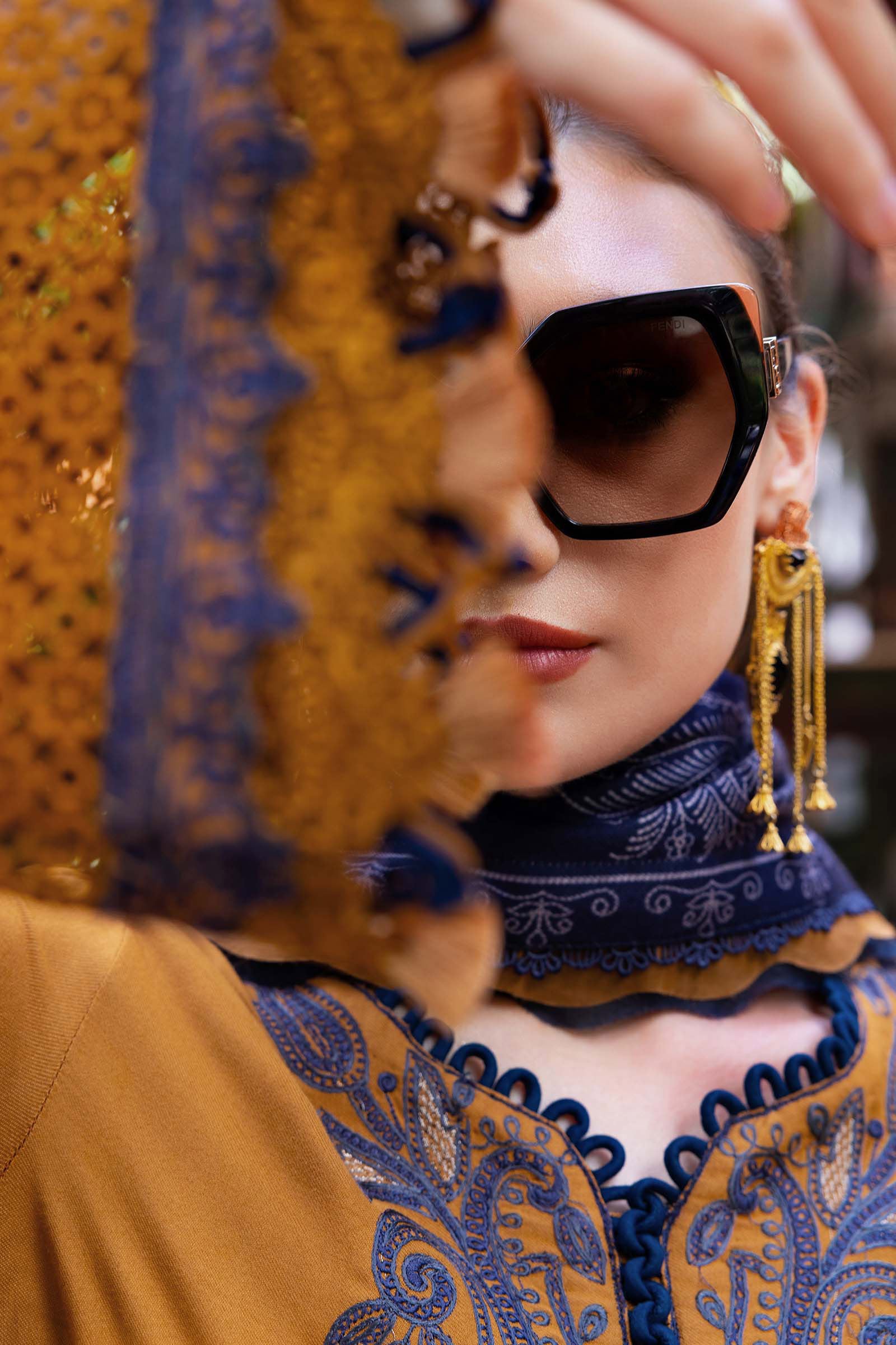 3 Piece Unstitched Embroidered Twill Linen Suit - SI-F-48