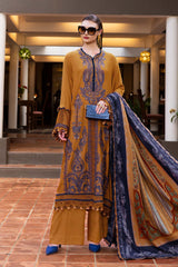 3 Piece Unstitched Embroidered Twill Linen Suit - SI-F-48