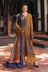 3 Piece Unstitched Embroidered Twill Linen Suit - SI-F-48