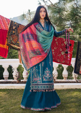 Hussain Rehar 3PC Embroidered karandi Suit with Printed Shawal - SI-F-31