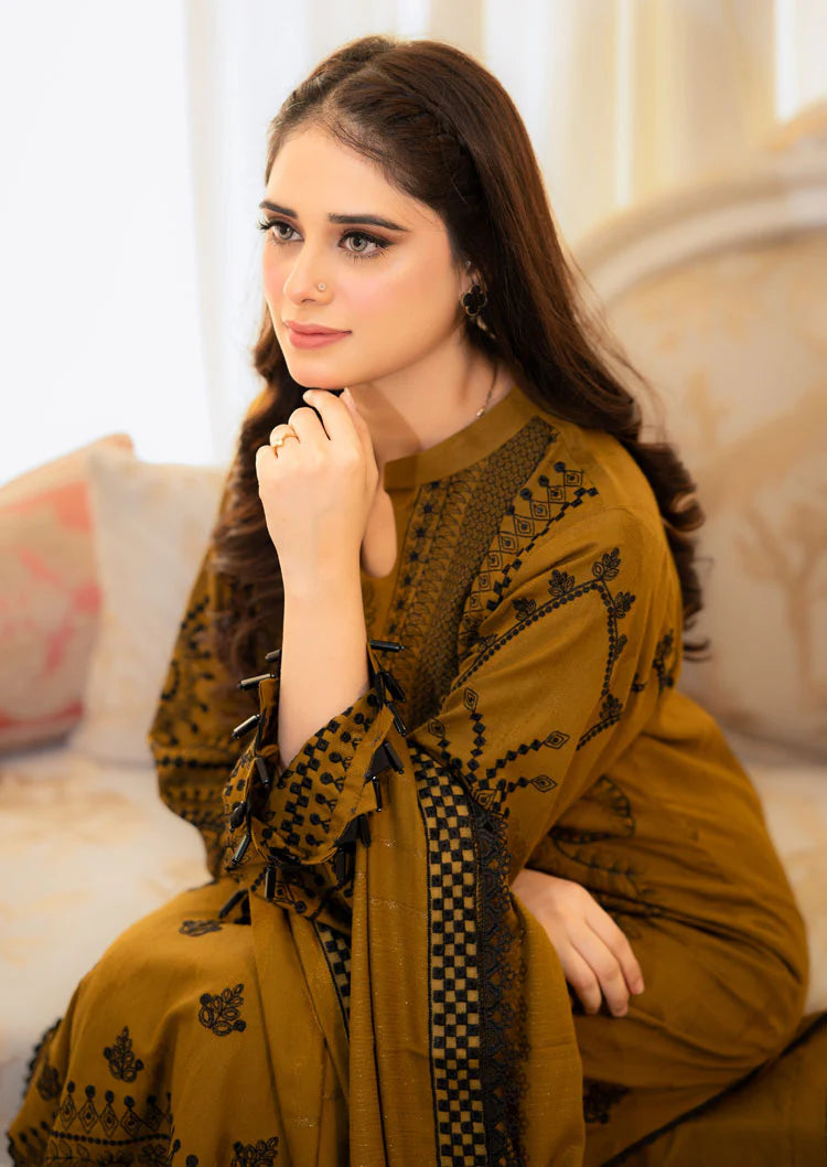 LIBAAS-3PC DHANAK EMBROIDERED Unstitiched Suit - SI-F-004