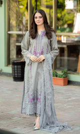 Mushq by libaas - 3PC Dhanak Embroidered Suit - SI-F-003