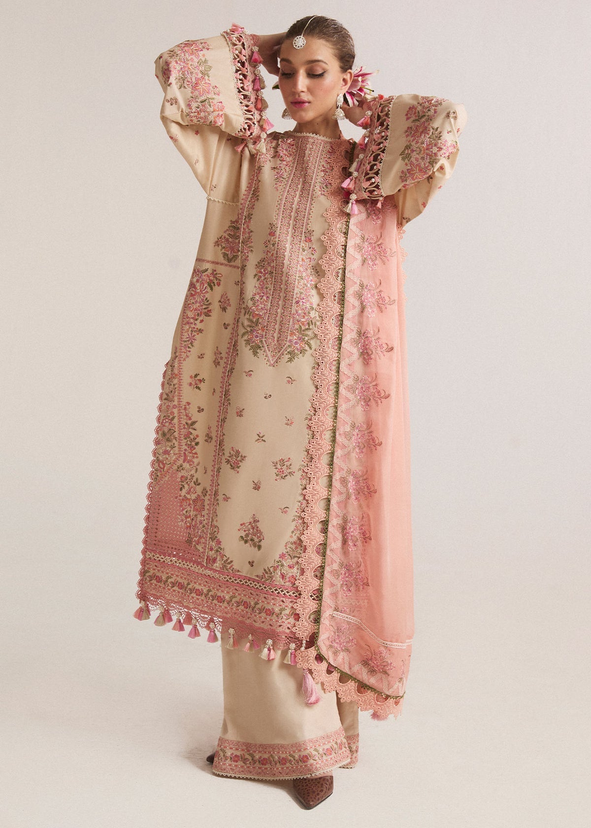 Hussain Rehar 3PC Embroidered Lawn Suit with Printed Chiffon Dupatta - SI-F-29