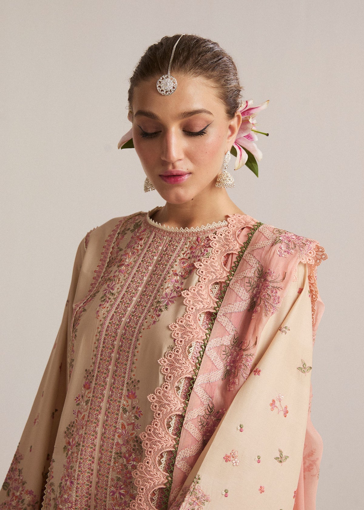 Hussain Rehar 3PC Embroidered Lawn Suit with Printed Chiffon Dupatta - SI-F-29