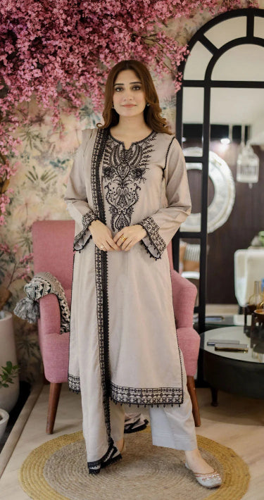 3Piece Embroidered Lawn unstitiched collection - SI-F-005