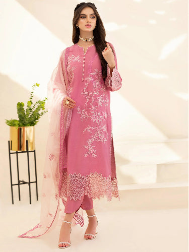 3Piece Embroiderd Lawn Dress Organza | Summer Collection - SI-F-12