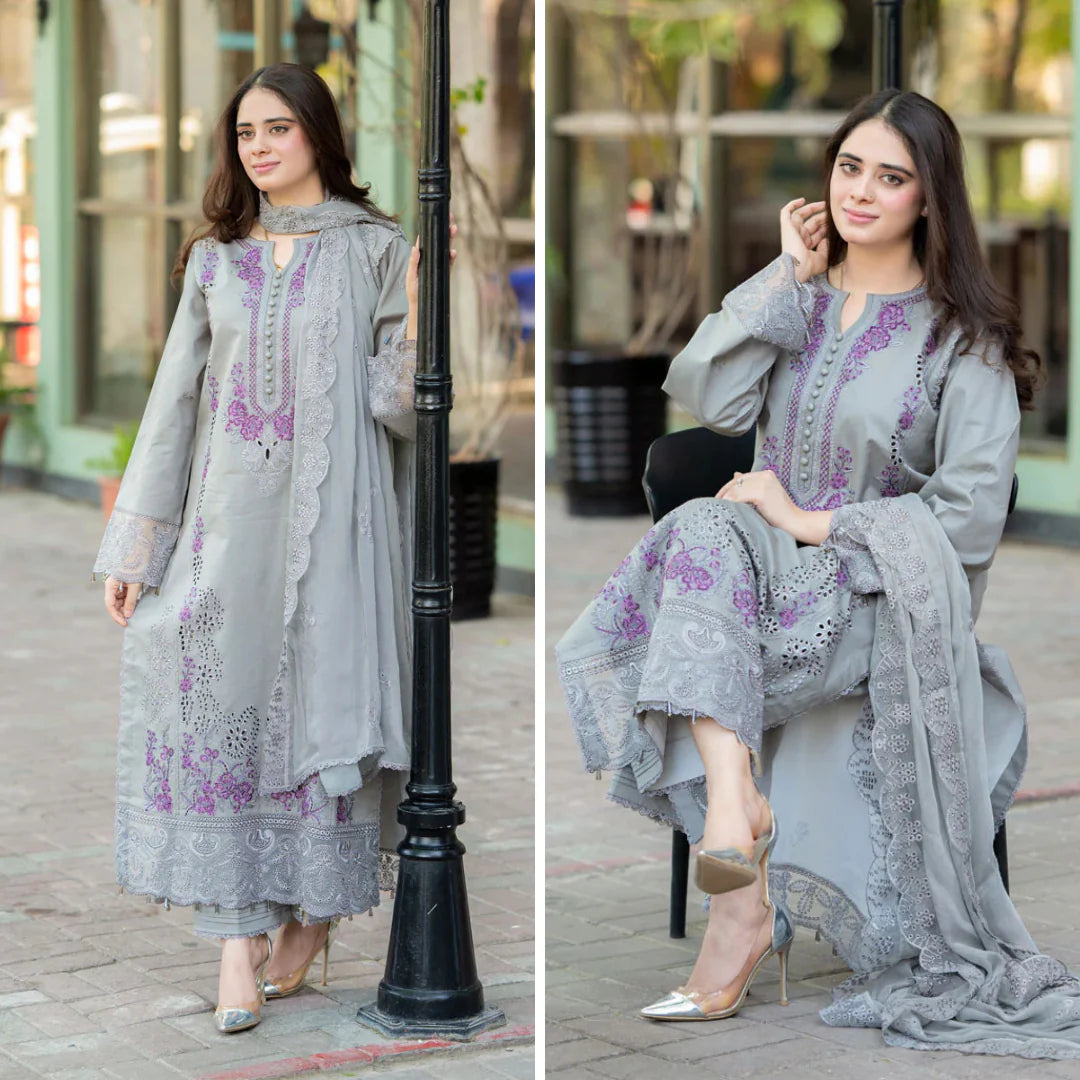 Mushq by libaas - 3PC Dhanak Embroidered Suit - SI-F-003