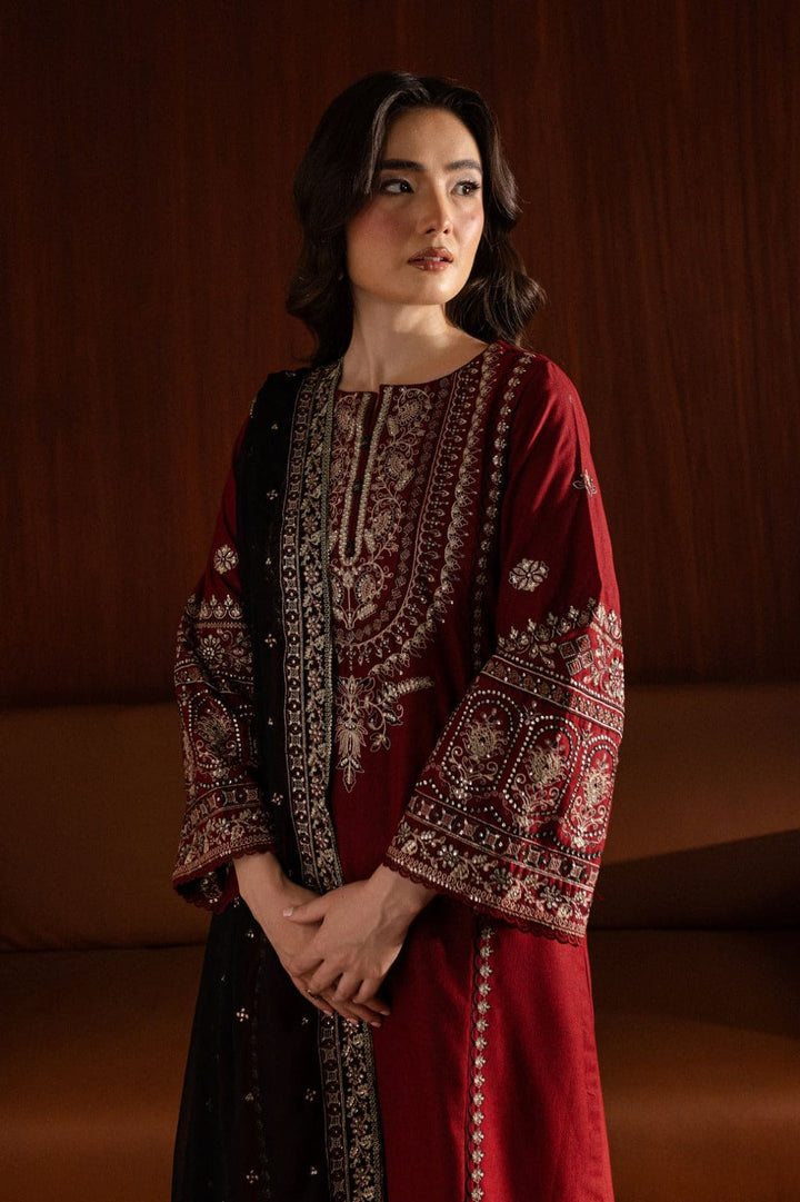BATIK-3PC DHANAK EMBROIDERED SHIRT WITH CHIFFON  DUPATTA AND EMB TROUSER- SI-F-28