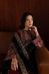 BATIK-3PC DHANAK EMBROIDERED SHIRT WITH CHIFFON  DUPATTA AND EMB TROUSER- SI-F-28