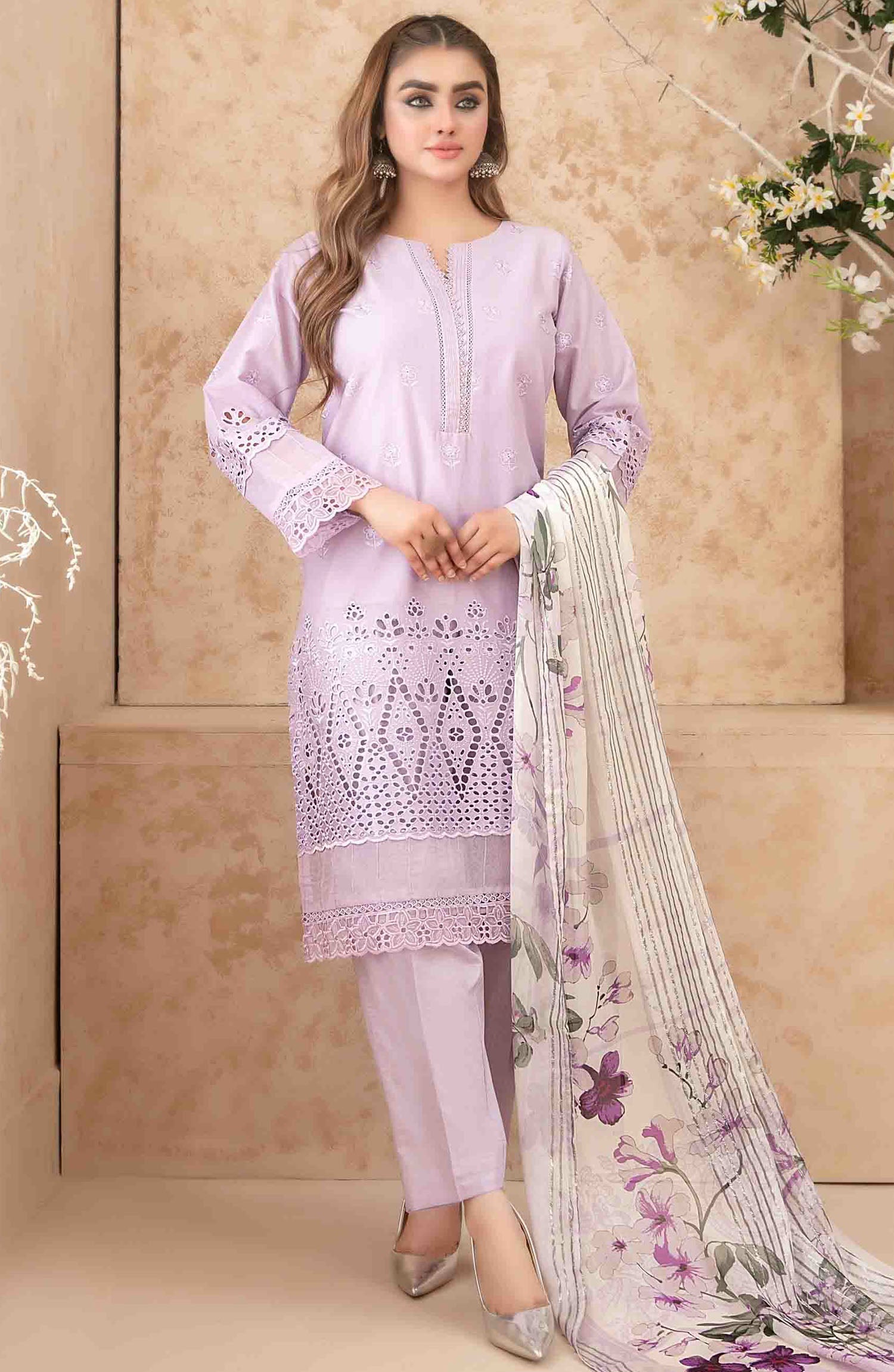 Neli by Tawakkal Fabric Embroidered Lawn Stitched 3 Piece Suit - SI-F-66