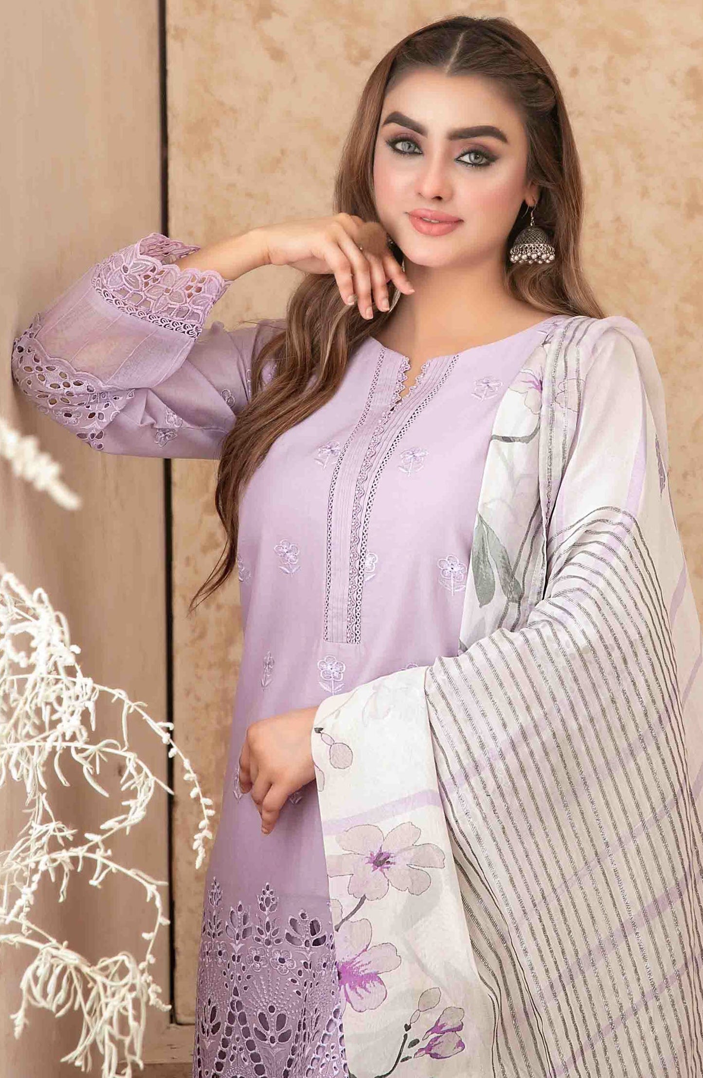Neli by Tawakkal Fabric Embroidered Lawn Stitched 3 Piece Suit - SI-F-66