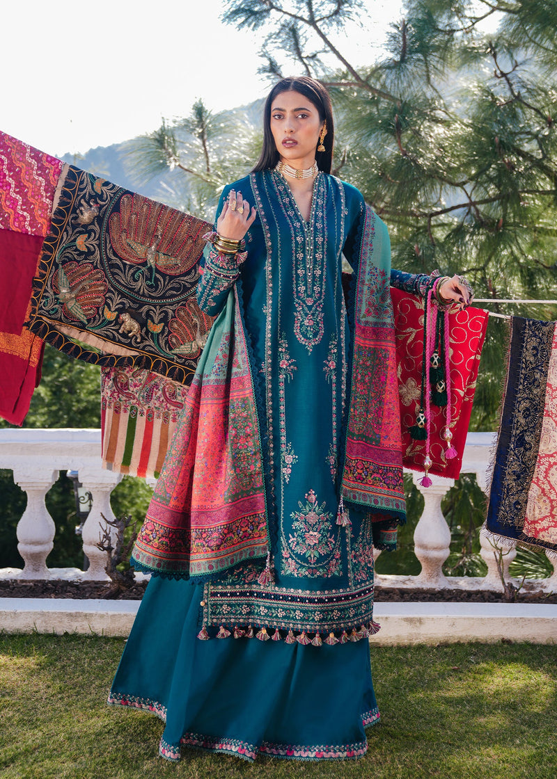 Hussain Rehar 3PC Embroidered karandi Suit with Printed Shawal - SI-F-31