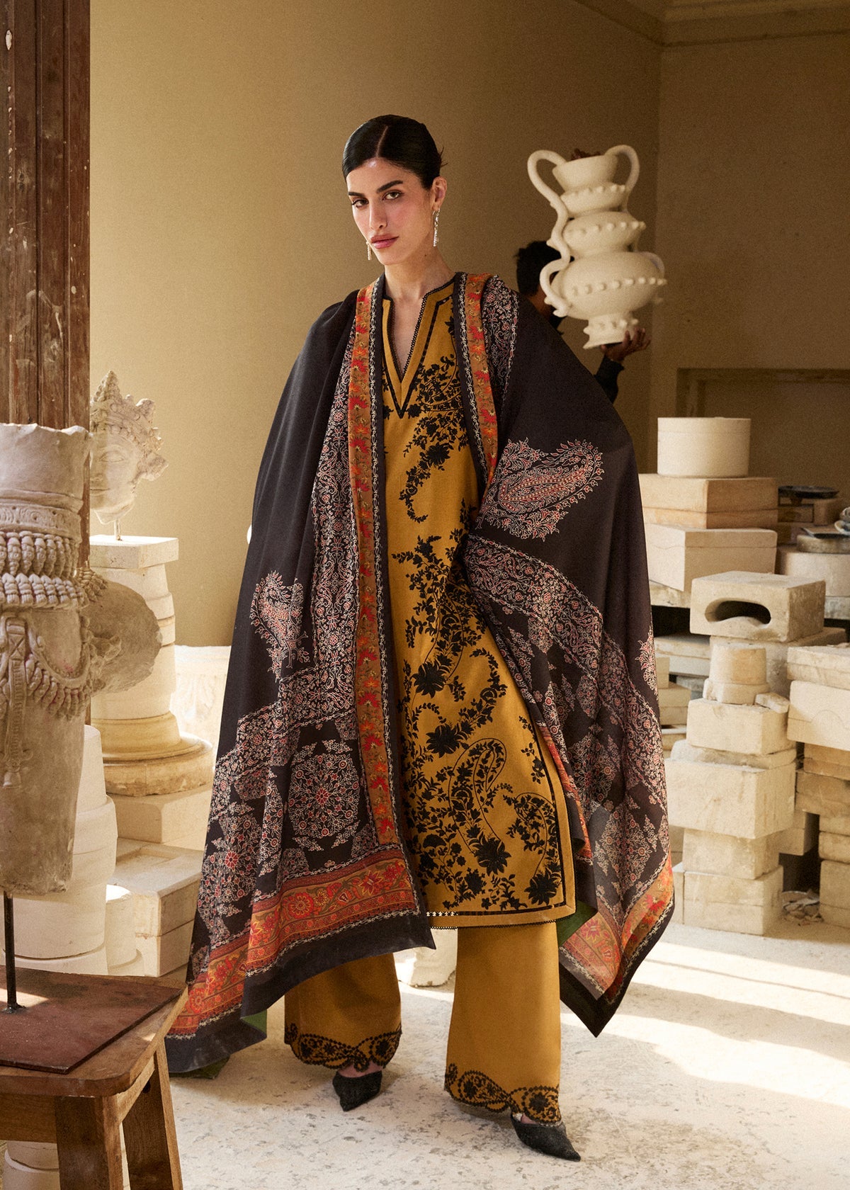 Summer Collection Embroidered 3-Piece by Hussain Rehar – Meri Gold- SI-F- 93