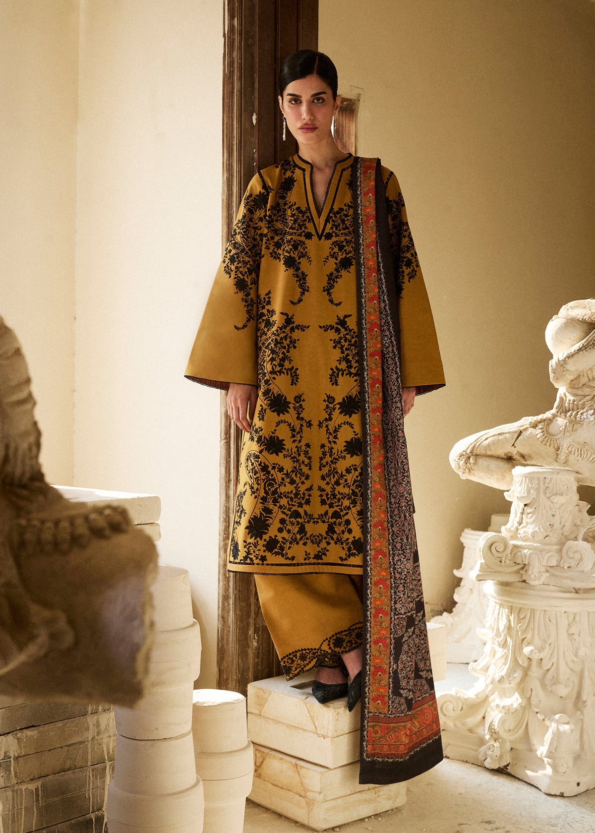 Summer Collection Embroidered 3-Piece by Hussain Rehar – Meri Gold- SI-F- 93